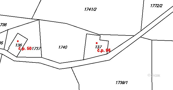 Sklenařice 96, Vysoké nad Jizerou na parcele st. 137 v KÚ Sklenařice, Katastrální mapa
