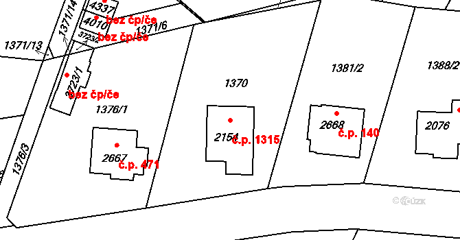 Rožnov pod Radhoštěm 1315 na parcele st. 2154 v KÚ Rožnov pod Radhoštěm, Katastrální mapa