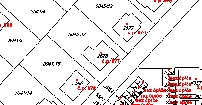 Žichlínské Předměstí 877, Lanškroun na parcele st. 2678 v KÚ Lanškroun, Katastrální mapa