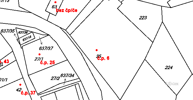 Brumov 6 na parcele st. 35 v KÚ Brumov u Lomnice, Katastrální mapa