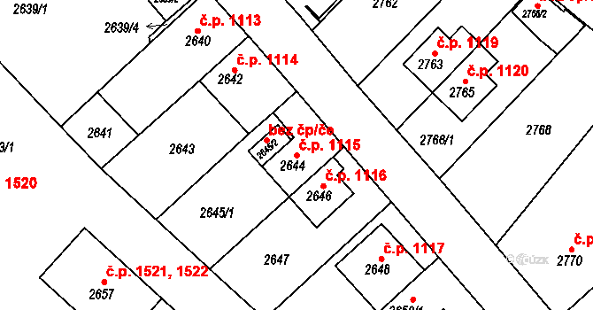 Sokolov 1115 na parcele st. 2644 v KÚ Sokolov, Katastrální mapa