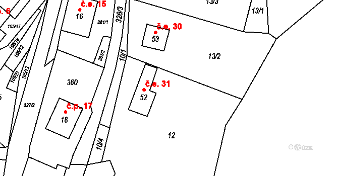 Suchdol 31, Křimov na parcele st. 52 v KÚ Suchdol u Křimova, Katastrální mapa