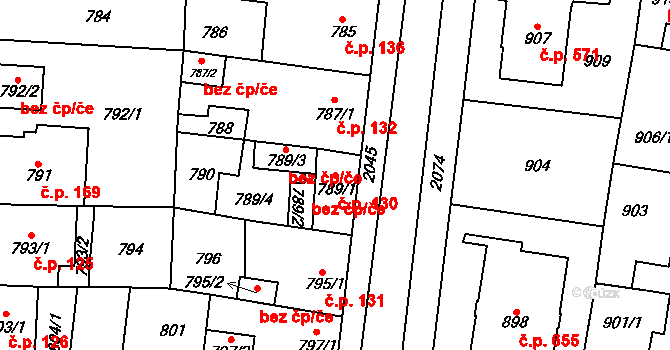 Kbely 130, Praha na parcele st. 789/1 v KÚ Kbely, Katastrální mapa