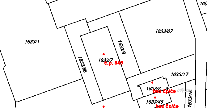 České Budějovice 4 545, České Budějovice na parcele st. 1633/7 v KÚ České Budějovice 4, Katastrální mapa