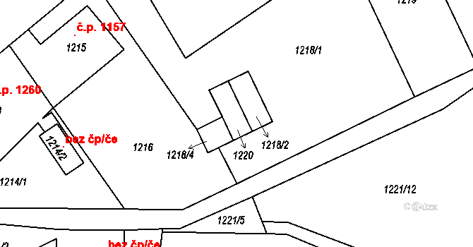 Rumburk 1 26, Rumburk na parcele st. 1220 v KÚ Rumburk, Katastrální mapa
