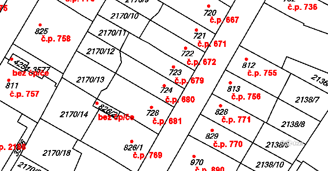 Česká Třebová 680 na parcele st. 724 v KÚ Česká Třebová, Katastrální mapa
