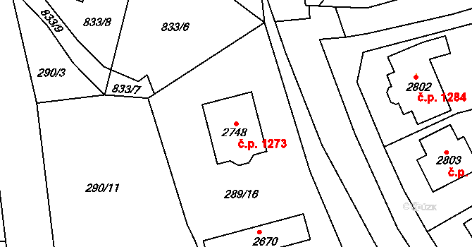 Litovel 1273 na parcele st. 2748 v KÚ Litovel, Katastrální mapa