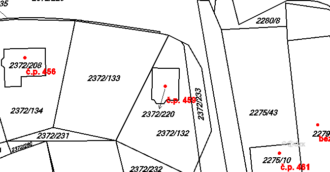 Mostecké Předměstí 459, Bílina na parcele st. 2372/220 v KÚ Bílina, Katastrální mapa