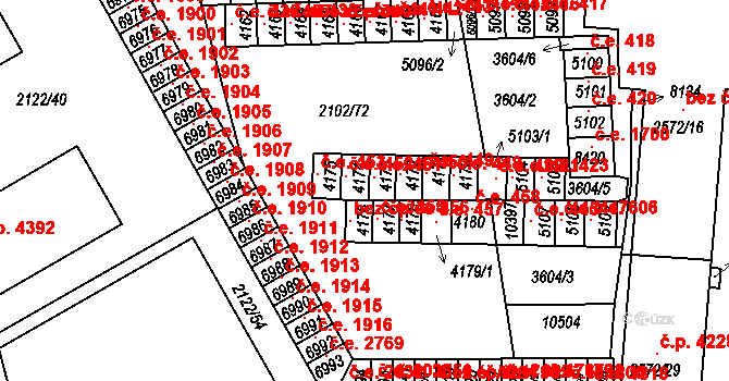 Hodonín 452 na parcele st. 4174 v KÚ Hodonín, Katastrální mapa