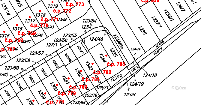 Veltrusy 783 na parcele st. 1364 v KÚ Veltrusy, Katastrální mapa