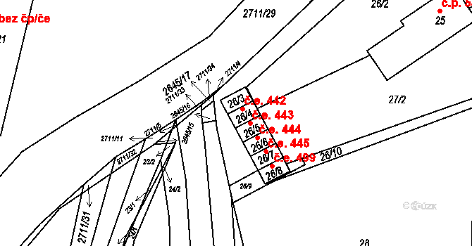 Bučovice 442 na parcele st. 26/4 v KÚ Bučovice, Katastrální mapa