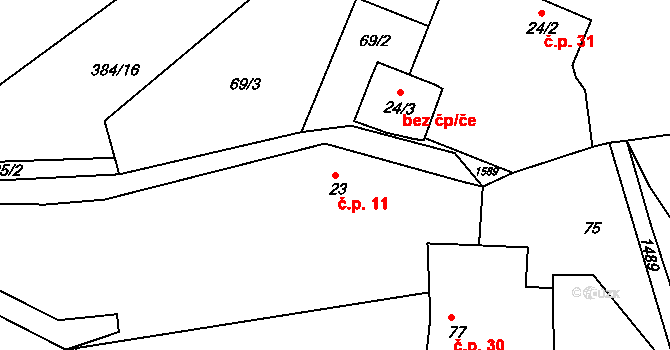 Zderadice 11, Maršovice na parcele st. 23 v KÚ Zderadice, Katastrální mapa