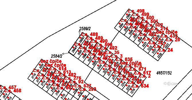 Veselí nad Moravou 598 na parcele st. 2592 v KÚ Veselí-Předměstí, Katastrální mapa