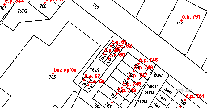 Moravský Krumlov 59 na parcele st. 764/5 v KÚ Moravský Krumlov, Katastrální mapa