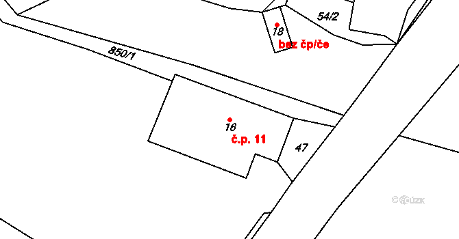 Kuklík 11 na parcele st. 16 v KÚ Kuklík, Katastrální mapa