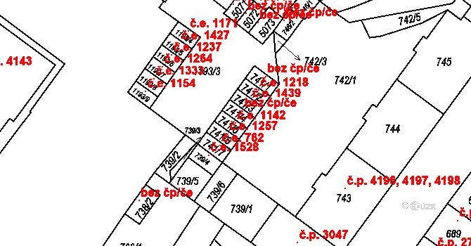 Chomutov 43033806 na parcele st. 741/5 v KÚ Chomutov II, Katastrální mapa