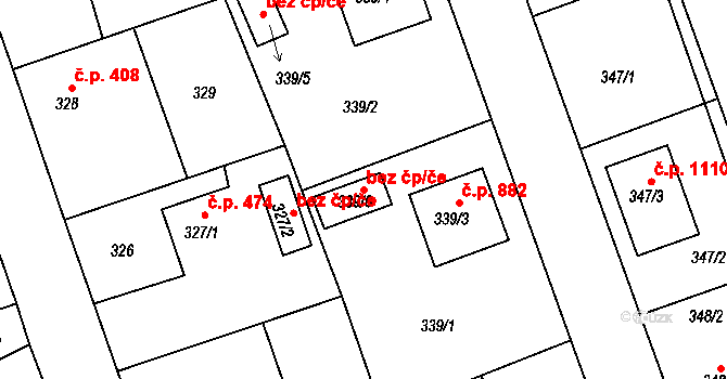 Třemošná 43189806 na parcele st. 339/6 v KÚ Třemošná, Katastrální mapa
