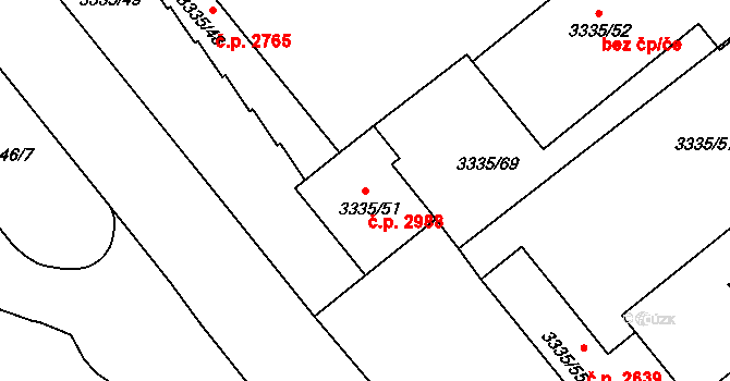 Louny 2988 na parcele st. 3335/51 v KÚ Louny, Katastrální mapa