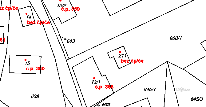 Poniklá 44306806 na parcele st. 211 v KÚ Přívlaka, Katastrální mapa
