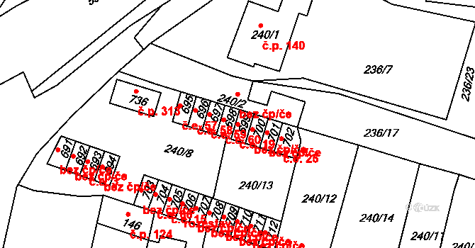 Hostomice 19 na parcele st. 699 v KÚ Hostomice nad Bílinou, Katastrální mapa