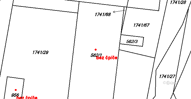 Lišov 49155806 na parcele st. 562/1 v KÚ Lišov, Katastrální mapa