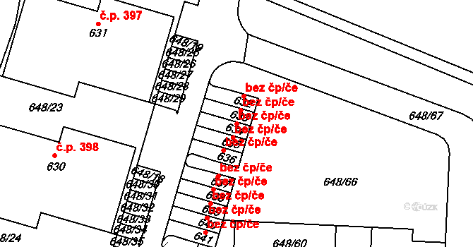 Písek 49838806 na parcele st. 634 v KÚ Hradiště u Písku, Katastrální mapa