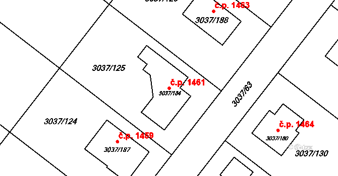 Nové Město na Moravě 1461 na parcele st. 3037/184 v KÚ Nové Město na Moravě, Katastrální mapa