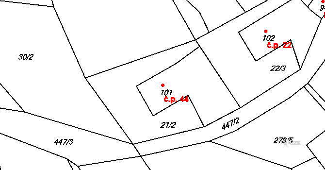 Jizbice 44, Náchod na parcele st. 101 v KÚ Jizbice u Náchoda, Katastrální mapa