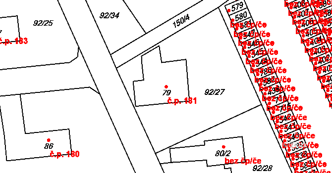 Ohrazenice 181, Pardubice na parcele st. 79 v KÚ Ohrazenice, Katastrální mapa