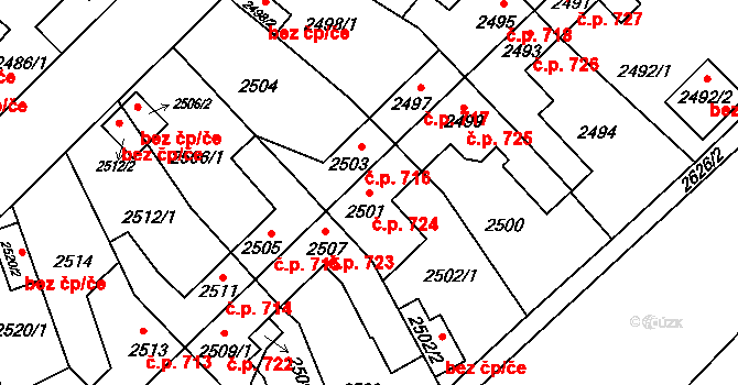 Zábřeh 724 na parcele st. 2501 v KÚ Zábřeh na Moravě, Katastrální mapa