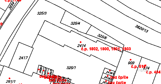 Rakovník II 1800,1801,1802,1803, Rakovník na parcele st. 2414 v KÚ Rakovník, Katastrální mapa