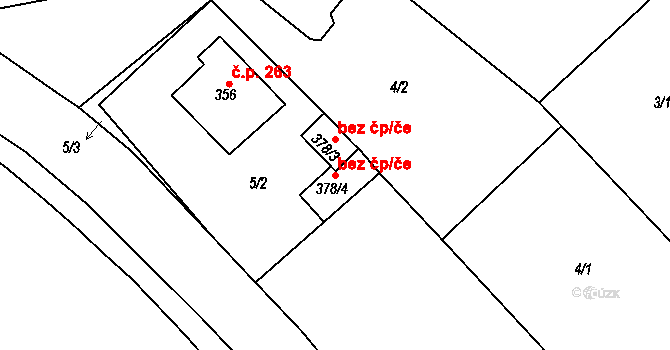 Přílepy 89129806 na parcele st. 378/4 v KÚ Přílepy u Holešova, Katastrální mapa