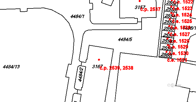 Žatec 2538,2539 na parcele st. 3167 v KÚ Žatec, Katastrální mapa