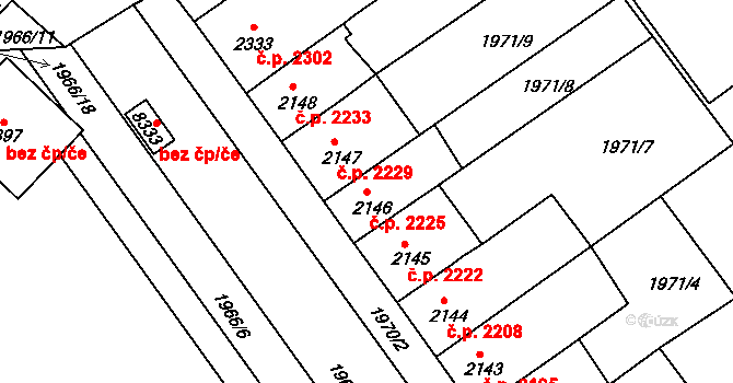 Kroměříž 2225 na parcele st. 2146 v KÚ Kroměříž, Katastrální mapa