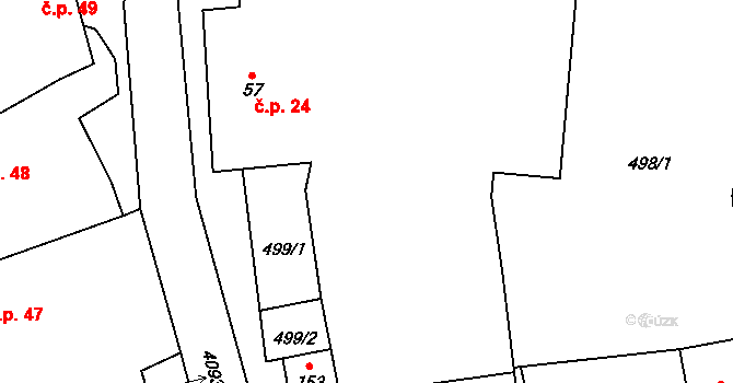 Trstěnice 24 na parcele st. 57 v KÚ Trstěnice u Moravského Krumlova, Katastrální mapa