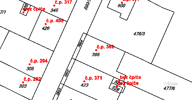 Přerov II-Předmostí 369, Přerov na parcele st. 395 v KÚ Předmostí, Katastrální mapa