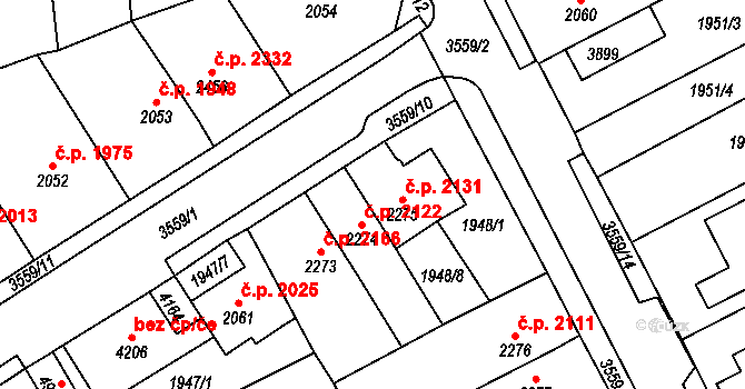Aš 2131 na parcele st. 2275 v KÚ Aš, Katastrální mapa