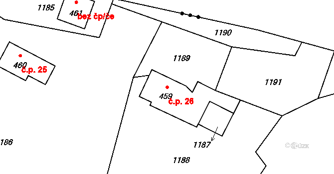 Čížkovice 1.díl 26, Maršovice na parcele st. 459 v KÚ Maršovice u Jablonce nad Nisou, Katastrální mapa
