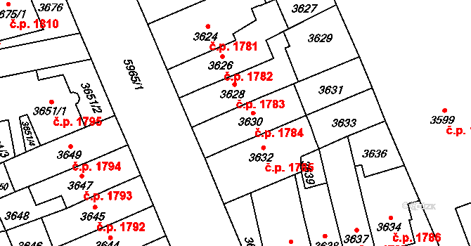 Jihlava 1784 na parcele st. 3630 v KÚ Jihlava, Katastrální mapa