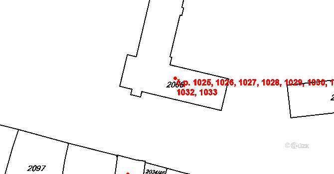 Dubňany 1025,1026,1027,1028, na parcele st. 2066 v KÚ Dubňany, Katastrální mapa