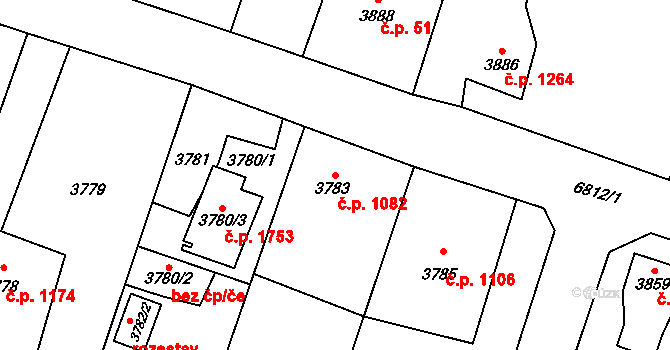 Rychvald 1082 na parcele st. 3783 v KÚ Rychvald, Katastrální mapa
