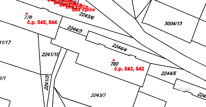 Horní Rokytnice 542,543, Rokytnice nad Jizerou na parcele st. 780 v KÚ Horní Rokytnice nad Jizerou, Katastrální mapa