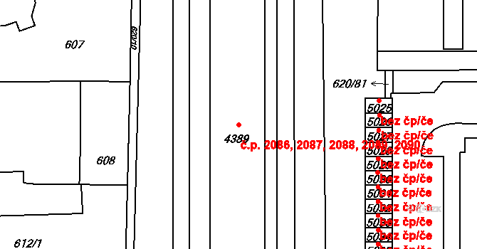 Blansko 2086,2087,2088,2089, na parcele st. 4389 v KÚ Blansko, Katastrální mapa