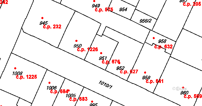 Děčín IV-Podmokly 676, Děčín na parcele st. 951 v KÚ Podmokly, Katastrální mapa