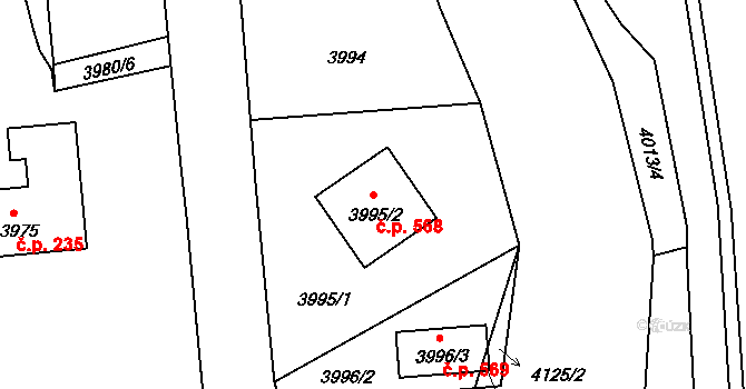 Podmoklice 568, Semily na parcele st. 3995/2 v KÚ Semily, Katastrální mapa