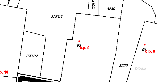 Třitim 9, Žimutice na parcele st. 63 v KÚ Třitim, Katastrální mapa