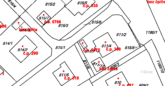Brná 5575, Ústí nad Labem na parcele st. 811/7 v KÚ Brná nad Labem, Katastrální mapa
