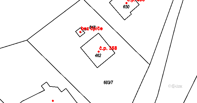 Jablonné nad Orlicí 358 na parcele st. 462 v KÚ Jablonné nad Orlicí, Katastrální mapa