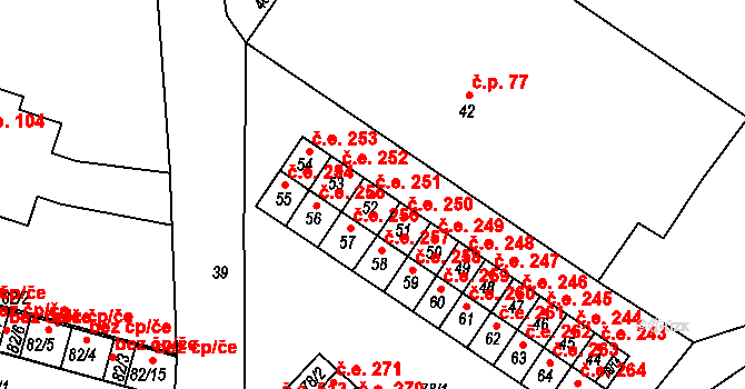 Miřetice u Klášterce nad Ohří 251, Klášterec nad Ohří na parcele st. 52 v KÚ Miřetice u Klášterce nad Ohří, Katastrální mapa