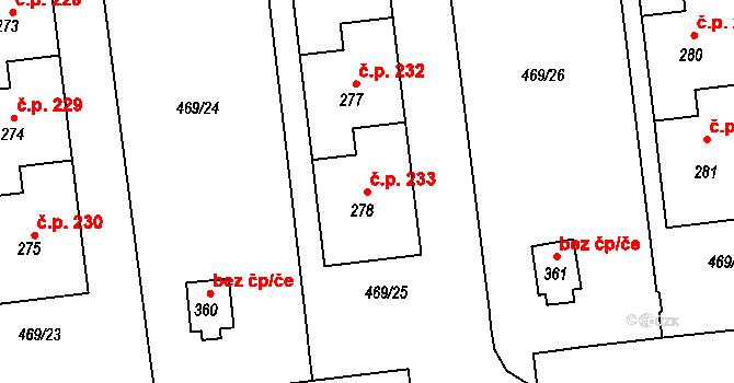 Maršov 233, Krupka na parcele st. 278 v KÚ Maršov u Krupky, Katastrální mapa